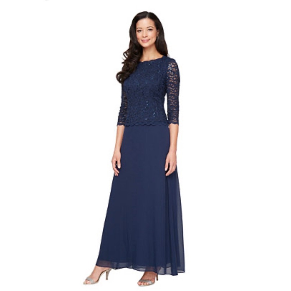Alex Evening sequin embellished lace to gown size 6